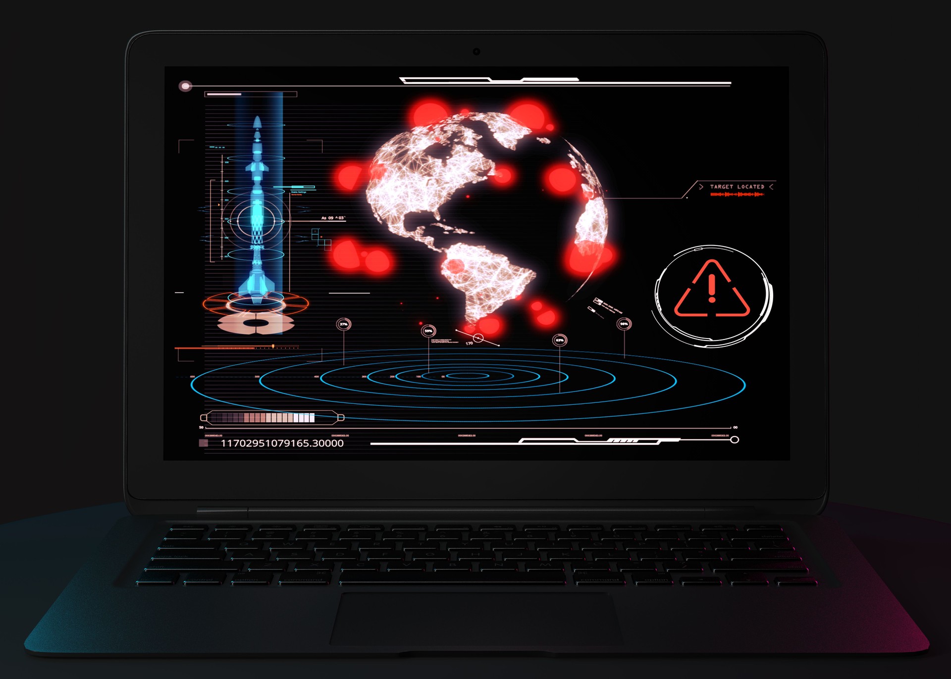 Nuclear attack, missile attack, sabotage, atomic weapons. Explosion of nuclear charges. Armed group. Computer, hackers. HUD
